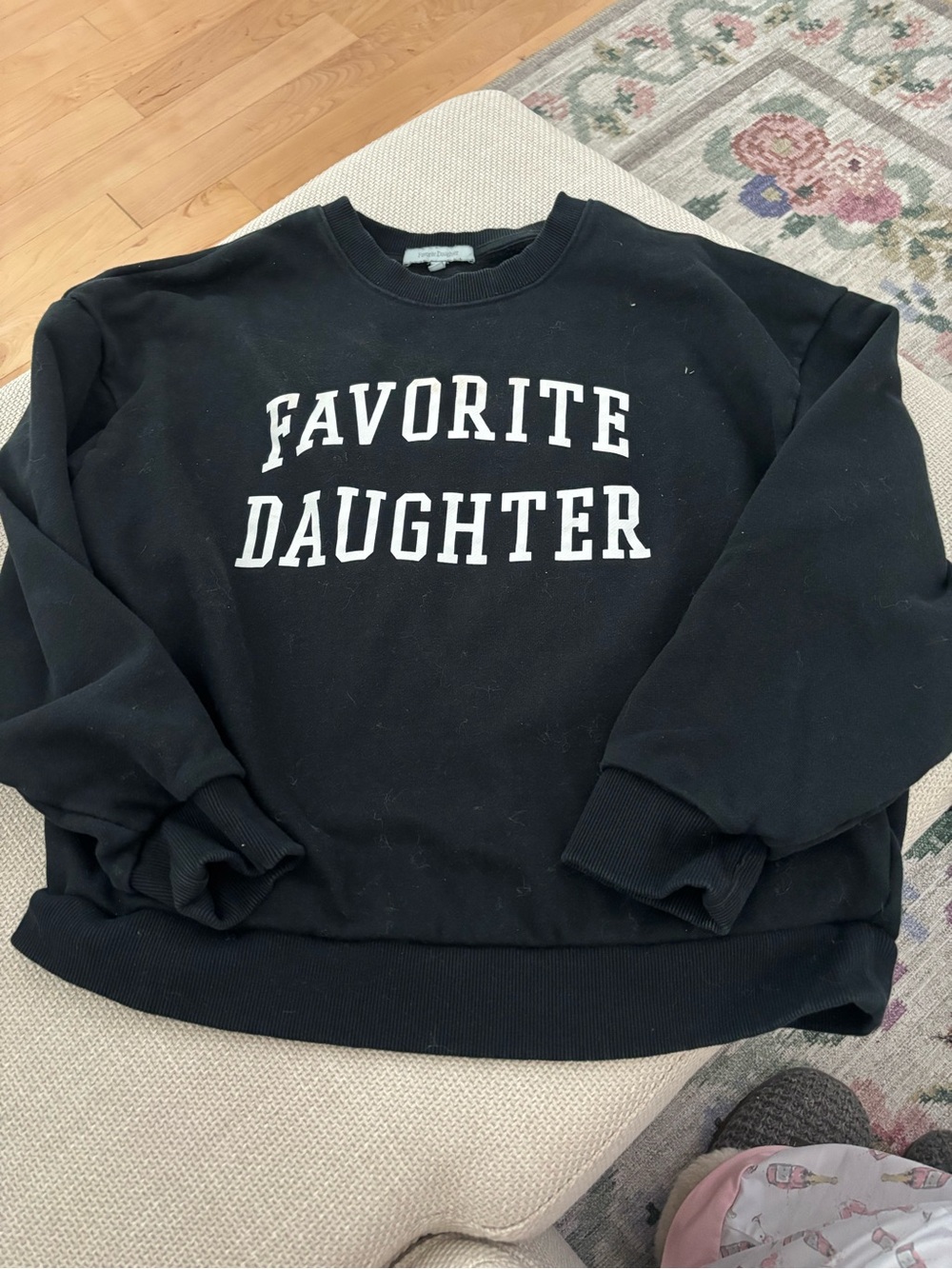 Favorite Daughter Black Crewneck Sweatshirt with White Logo